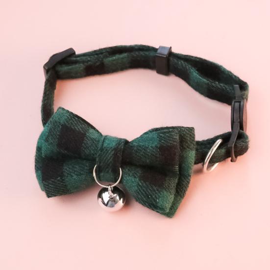 Cat Collar Bell Dress Up Plaid Christmas Element Pet Collar for Party