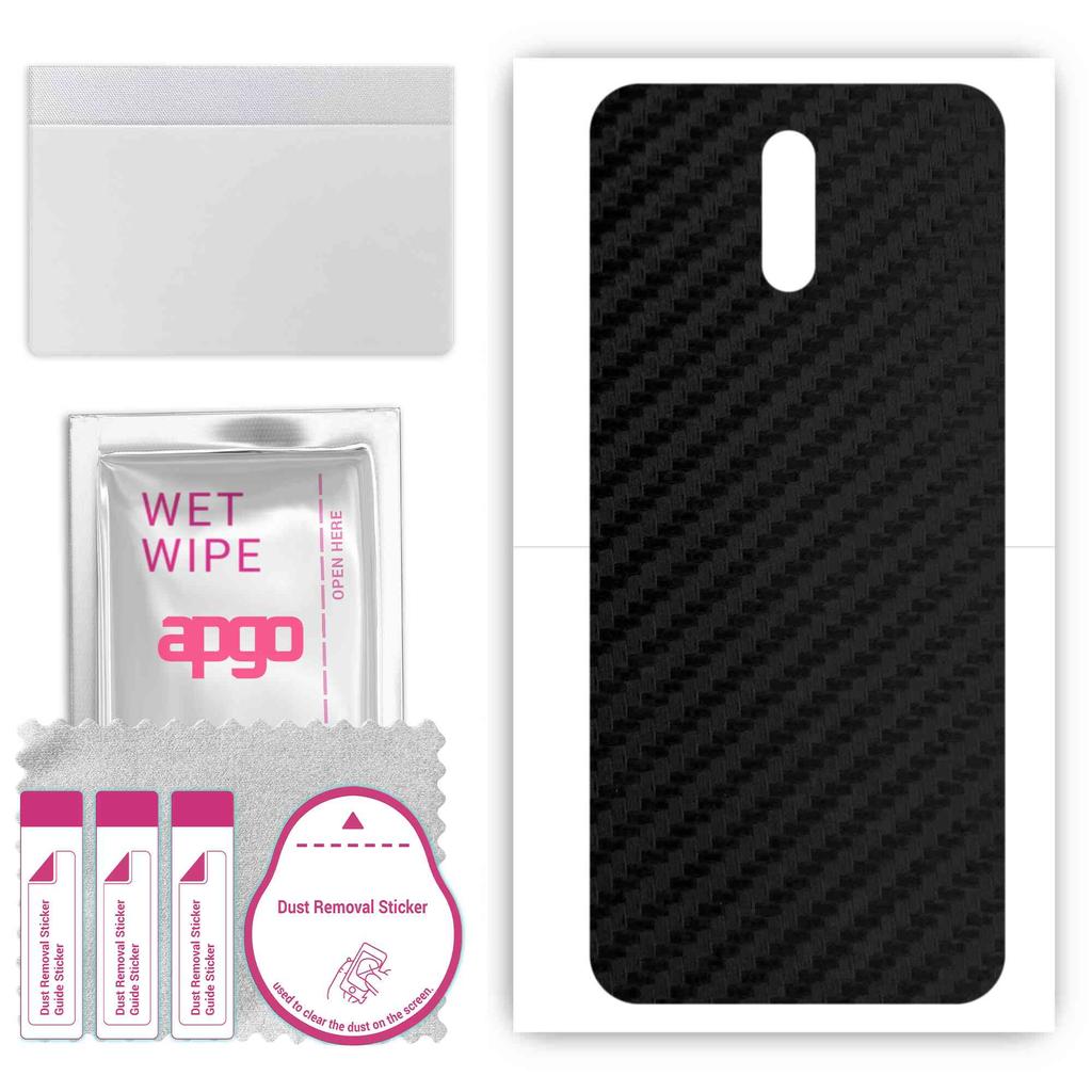 apgo Protective Skin Sticker for the Back Compatible with Nokia 2.3, Wrap Film, Foil, Vinyl - Pattern Carbon Black