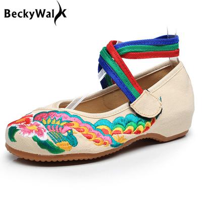 Женская обувь в китайском стиле, вышитая, тканевая обувь «Старый Пекин», женская, весна-лето, удобная повседневная обувь, большие размеры 34-41 WSH2294