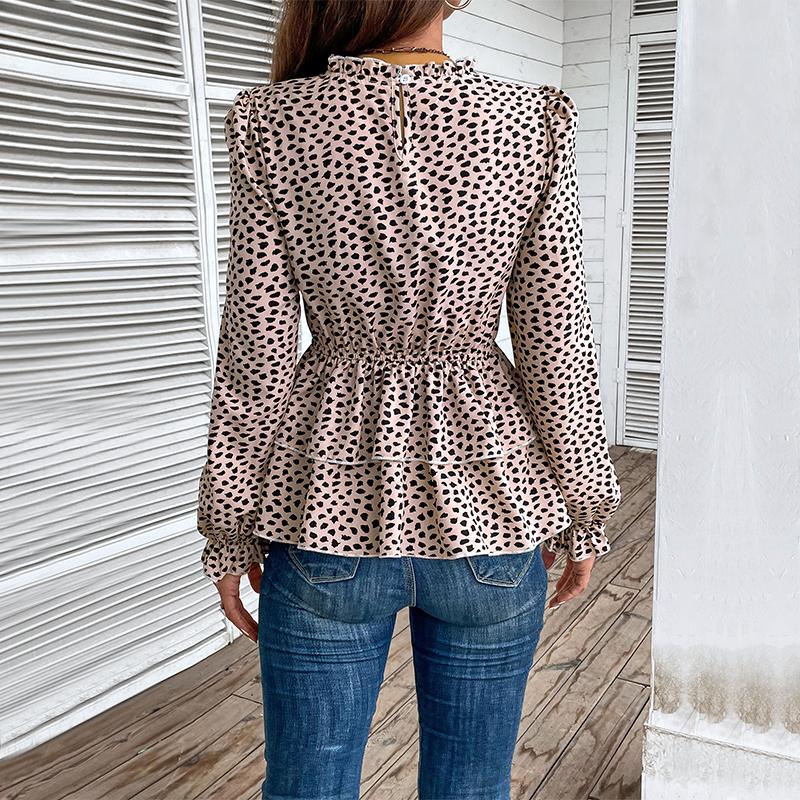 Женские модные повседневные весенне-осенние блузки и рубашки с длинными рукавами с леопардовым принтом