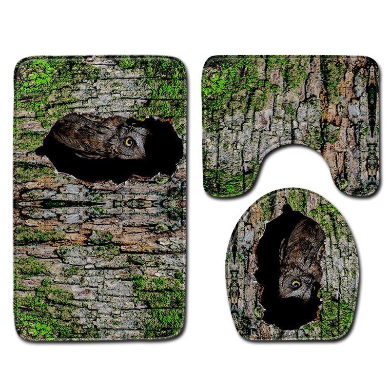 Tree Hole 3D Toilet Floor Mat Animal Bathroom Non-Slip Mat Toilet Three-Piece Carpet Pattern Can Be