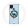 Case for Samsung Galaxy A21s Stitch Snow Merry Christmas Blue