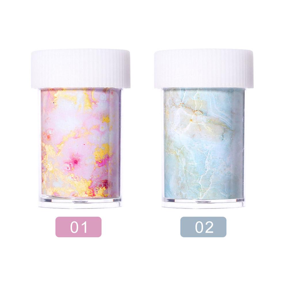 Nail Stickers,Marble Stained Starry Nail Art Sticker Pink Blue Foil Manicure Transfer Decals