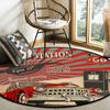 Ретро постер с автомобилем, дорожный кухонный ковер, круглый ковер, гостиная, кормление домашних животных, столовая, интерьерный коврик