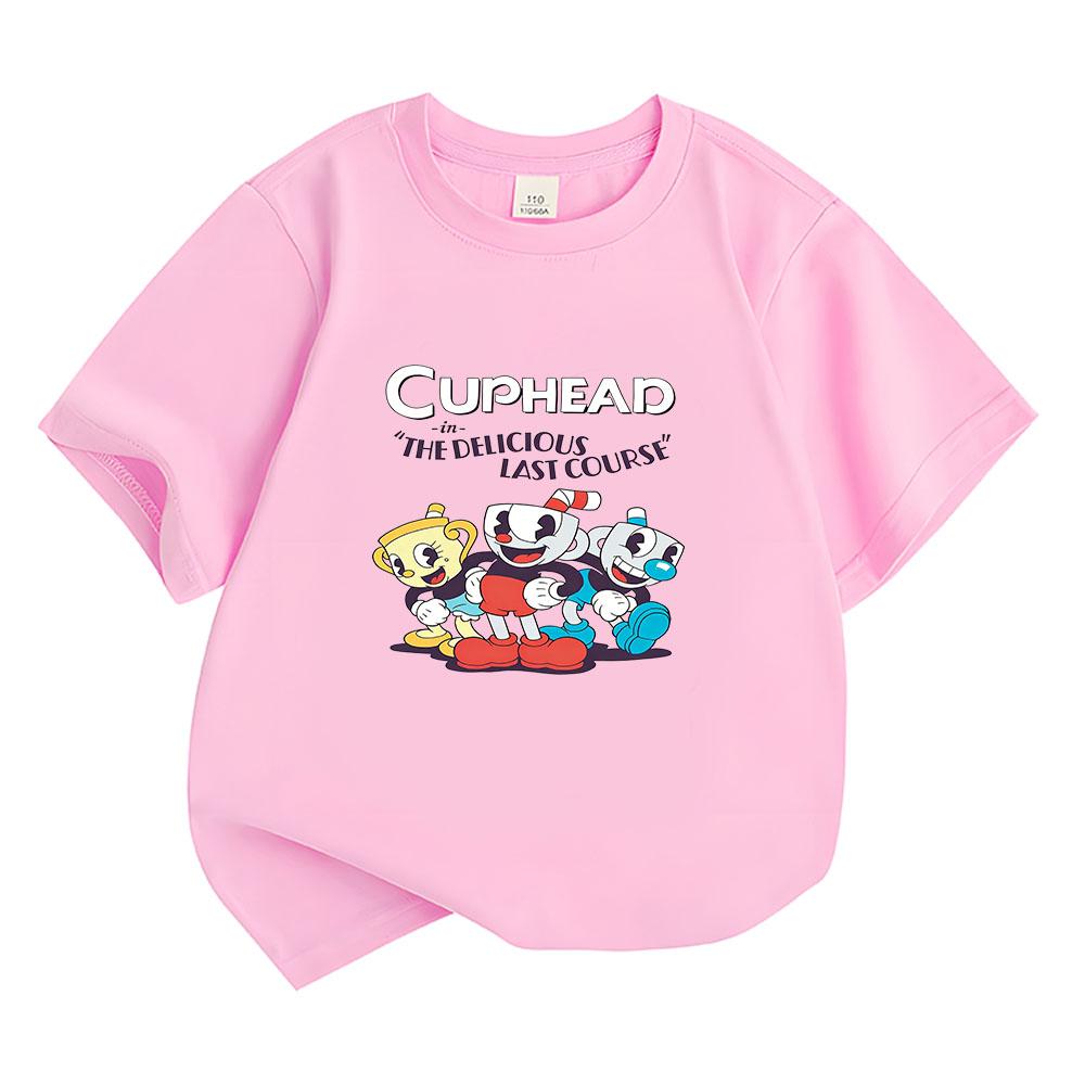2026 НОВЫЙ Хлопковая футболка Cuphead 100% Для мальчиков и девочек С круглым вырезом Одежда Мультяшные топы Принт из манги Короткие рукава Спортивная Повседневная Детские футболки Летняя футболка с аниме
