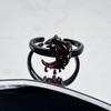 Темно-Кроваво-Красная Роза Полумесяц Открытое Кольцо Сладкие Крутые Девушки Яд Змея Нишевое Высококлассное Кольцо с Индивидуальностью Женское