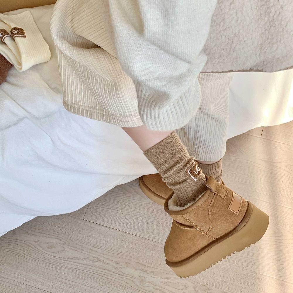 Носки средней длины для зимних ботинок, вязаные женские носки, новые зимние носки средней длины