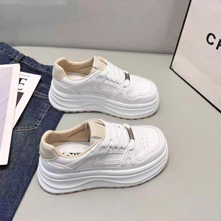 2025 весна новая кожа белые туфли туфли на платформе ретро мода универсальная повседневная обувь легкая спортивная обувь кеды