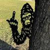 Peeping Sasquatch Metal Sign Middle Finger Animal Silhouette Sign Peaking-a-Boo Sasquatch Sign for Garden Fence Tree Farmhouse Yard Decoration