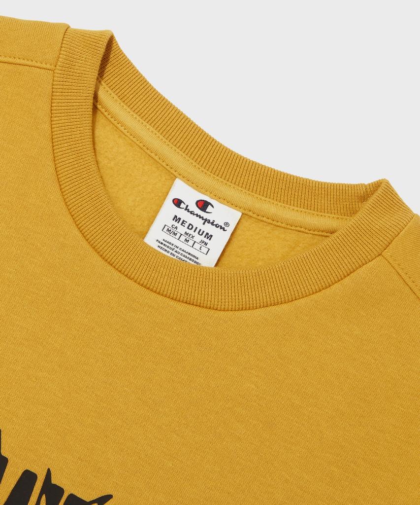 CHAMPION White Graphic Crew Neck Sweatshirt Normal Yellow