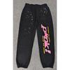 Heavyweight Fleece Lined Sweatpants Men Streetwear Spider Web Print Casual Pants