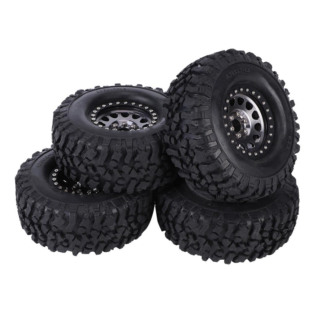 4pcs RC Universal Crawler Rubber Tire Metal Wheel Hub RC Car Accessory Couleur Titane