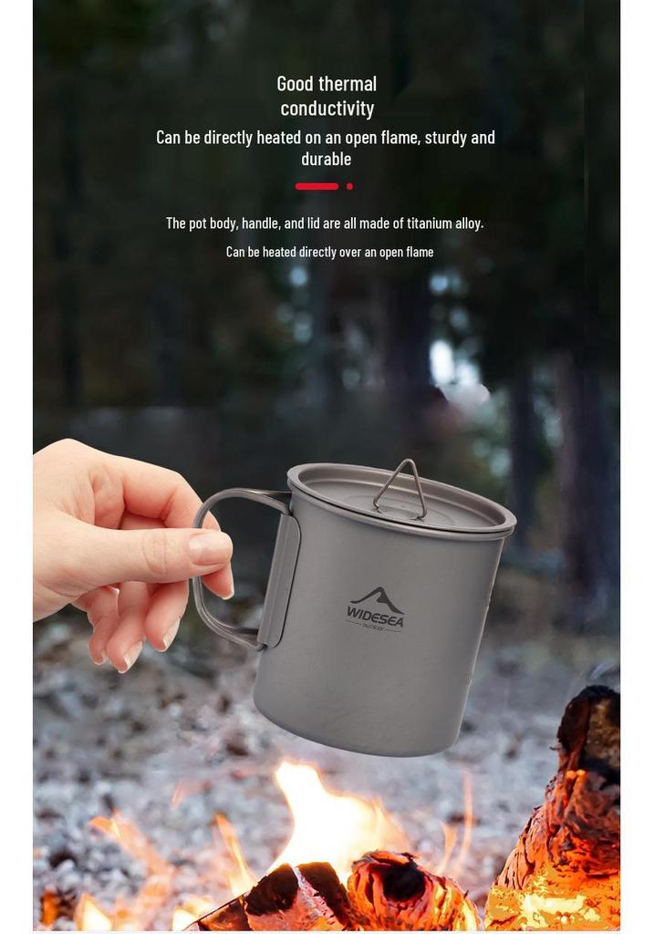 Widesea Titanium Camping Cup 450ML – Lightweight Outdoor Coffee Cup/Tableware
