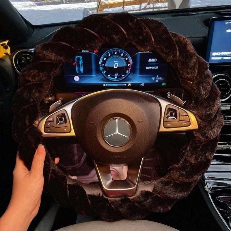 New Car Steering Wheel Cover Winter Plush Cute Warm Women's Cartoon High-End Trendy Goddess Steering Wheel Cover