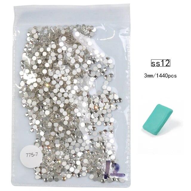 SS3-SS30, 1440 шт., супер блестящие многоцветные стразы с плоской задней частью без горячей фиксации для украшения ногтей, обуви и танцевальных украшений
