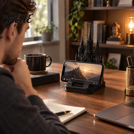 Аксессуары для мобильных телефонов 3D-печатная подставка-церковь Черный Готический Собор Держатель Аксессуар для домашнего офиса Настольный Декор Подставка