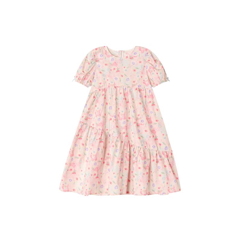 Deesha Girls' Fashion Puff Sleeve Cotton A-line Dress