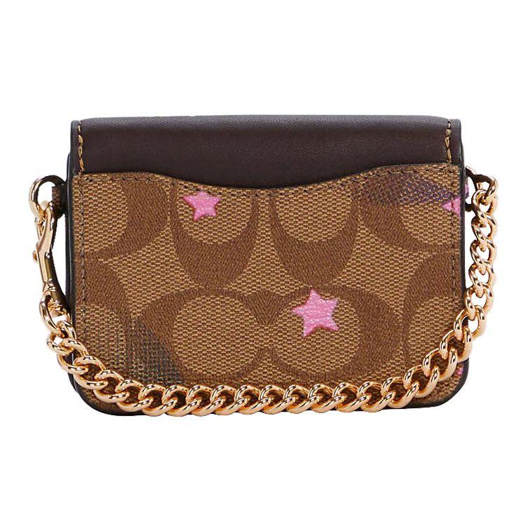 Coach Poppy 21 Classic Monogram Disco Star Print Chain Mother Bag Canvas Leather Shoulder Bag Small Women shoulder bag Khaki C7288-IME7V