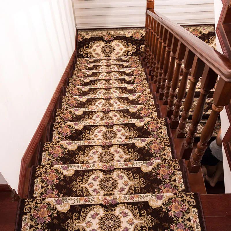 WTEMPO Винтажный европейский стиль ковер для лестницы сплошной бытовой неклеящийся самоклеящийся нескользящий коврик для лестницы подставка для ног