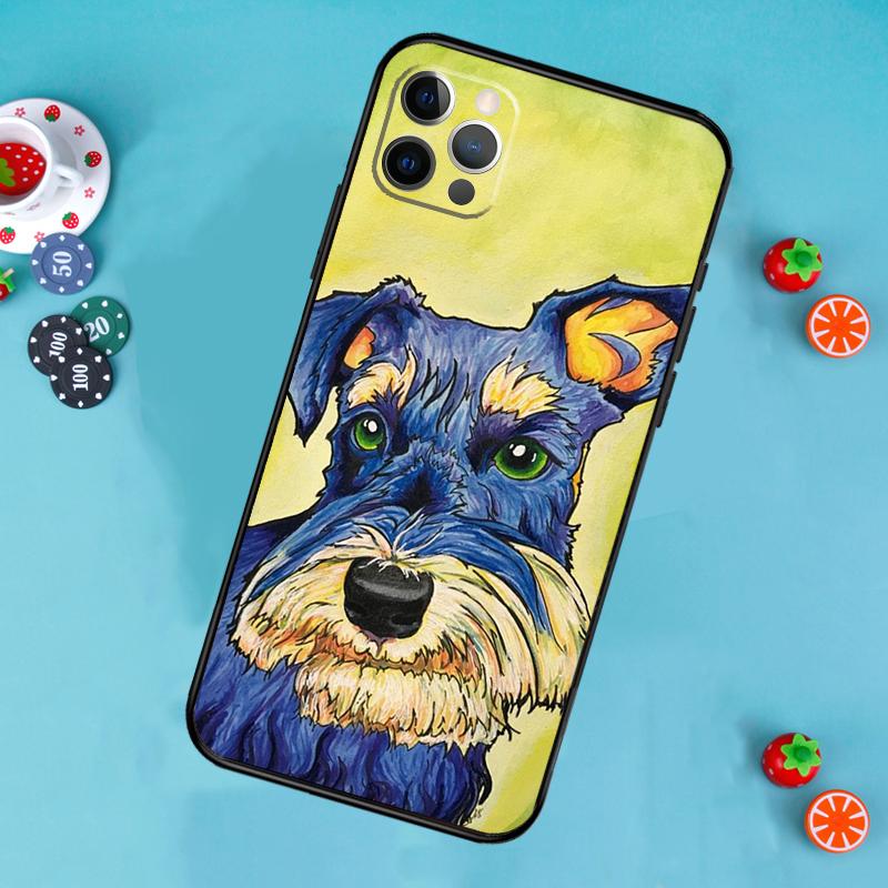 Miniature Schnauzer dog art Phone Case For iPhone 16 15 11 12 13 14 Pro Max Mini X XR XS MAX Plus Cover Coque