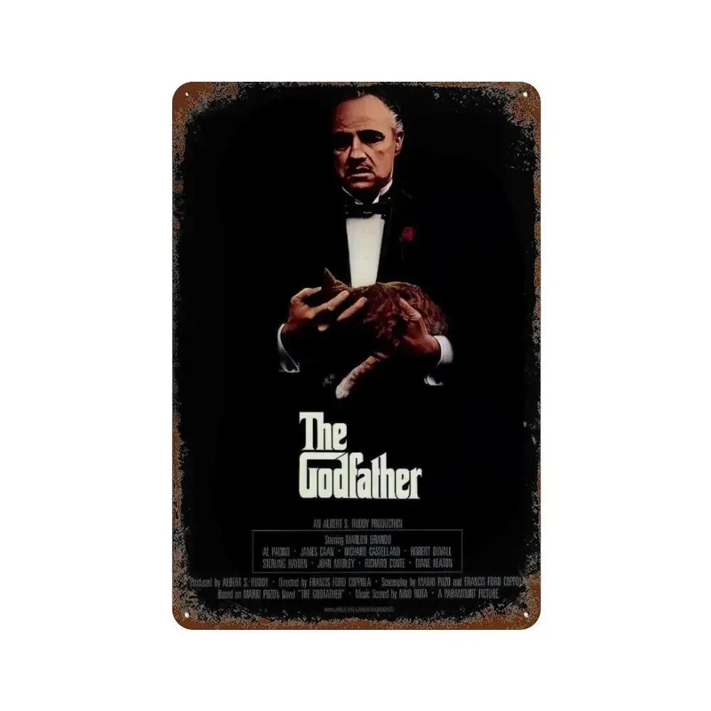 Retro Vintage Metal Tin Poster The Godfather Sign Plaque for Bar Club Home Wall Decor Classic Movie Wall Plate Pendant