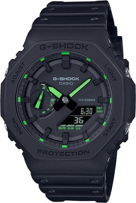 Часы с неоновыми акцентами, Зеленые, GA2100-1A3, Зеленые