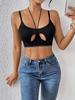 Новый европейский и американский топ-халтер на бретелях с вырезами, сексуальный кроп-топ для женщин