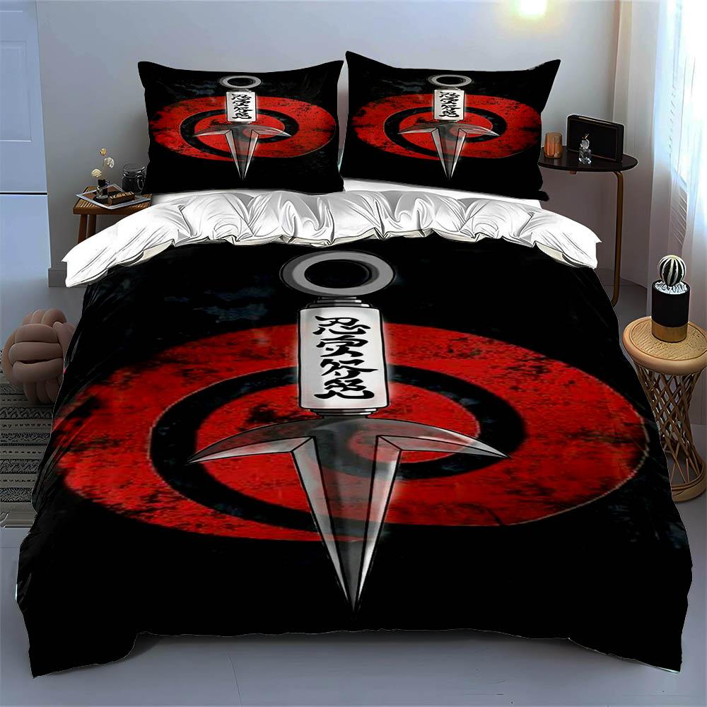 Red circle, kunai knife. Bedding sets Duvet cover sets Duvet covers Pillowcases(1 * Duvet Cover 2 * Pillowcases, without duvet insert)