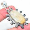 Natural Fossil"Coral Gemstone Handmade 925 Sterling Silver Pendant 2.44" l9S68
