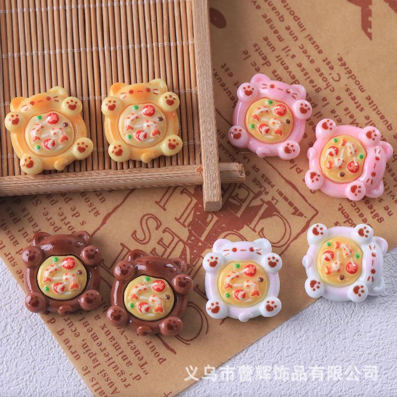 Очаровательный набор для самостоятельного изготовления брелока в виде пиццы с кошкой: В комплект входят материалы для ручного изготовления, смола, заплатки, крем-клей и аксессуары для имитации еды.