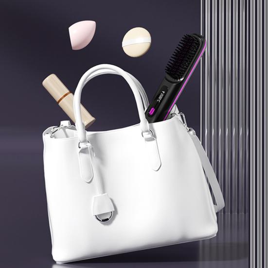 Портативный беспроводной выпрямитель для волос Щетка Перезаряжаемый подогреваемый выпрямляющий гребень для путешествий Mini