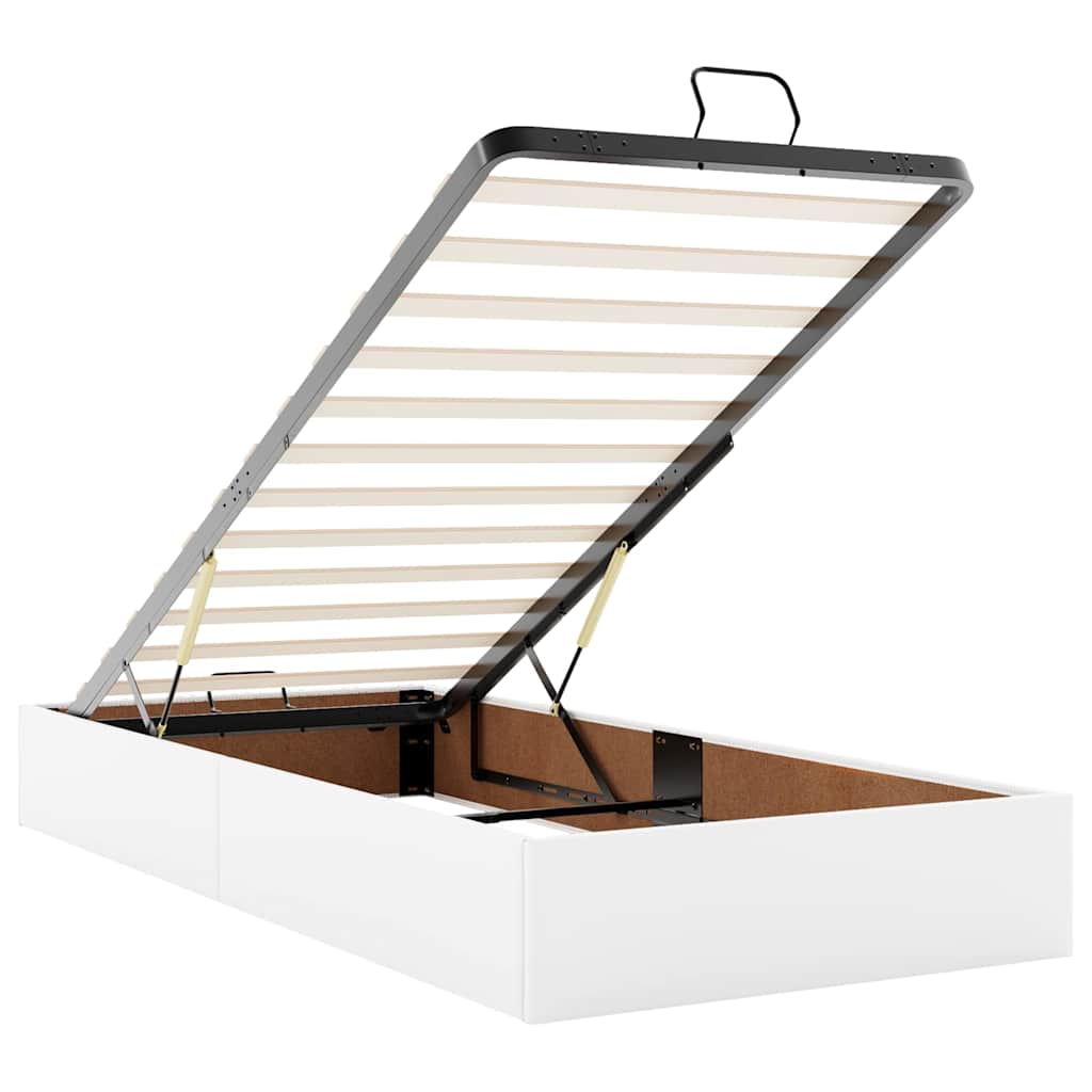 Ottoman Bed with Mattress & LEDs Pure White 80x200 cm Artificial Leather