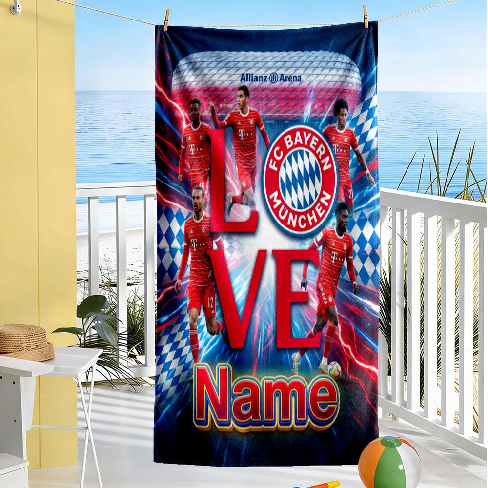Bayern Munich Crest Customized Name Beach Towel Soft Durable Quick-Dry