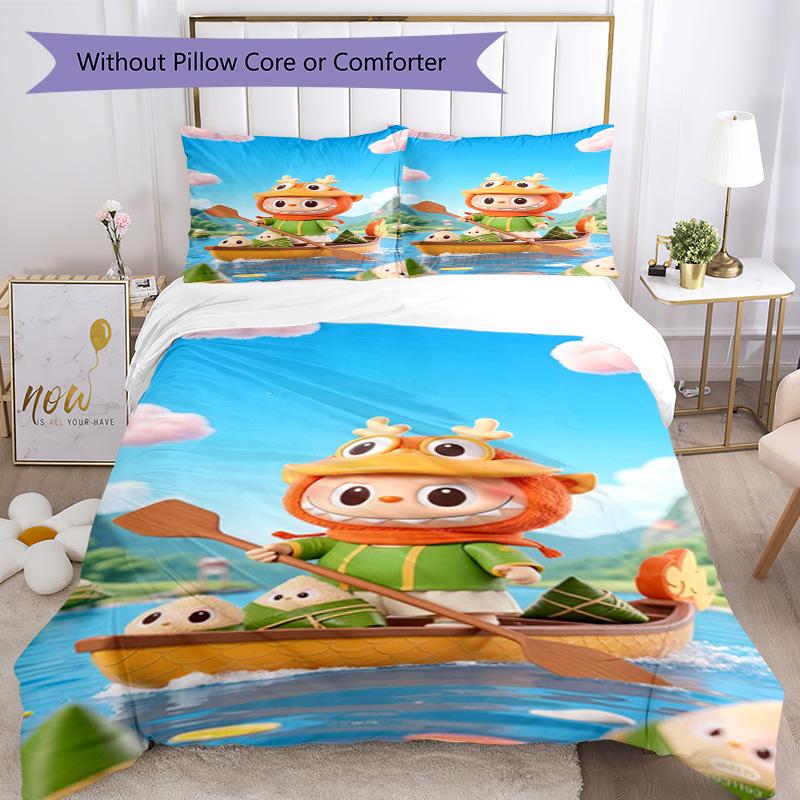 Labubu Bed Linen Set Design for Dormitory Machine Washable Perfect Gift for Friends Family
