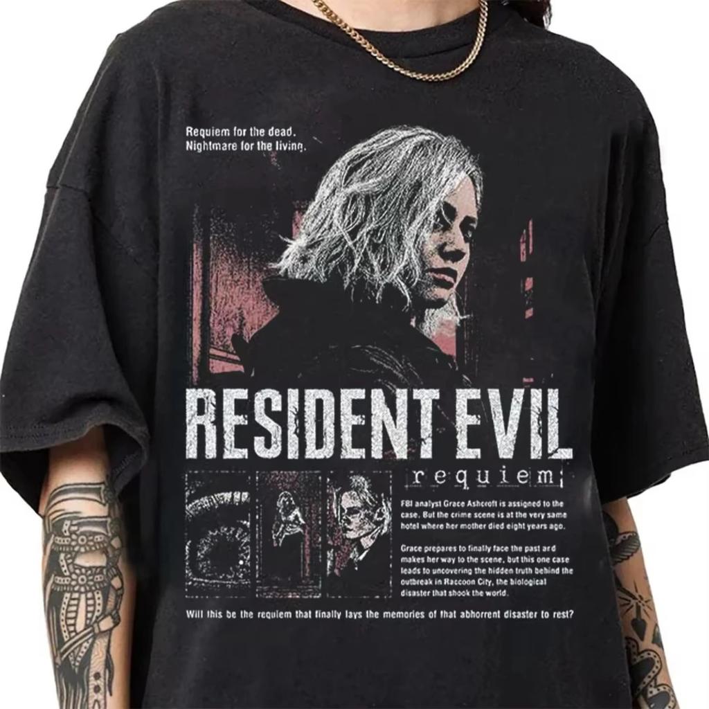 Футболка с тематикой игры Resident Evil Requiem Мужская Женская Летняя Хлопковая Одежда Повседневная Мода Круглый Вырез Короткий Рукав Футболка Уличная Мода