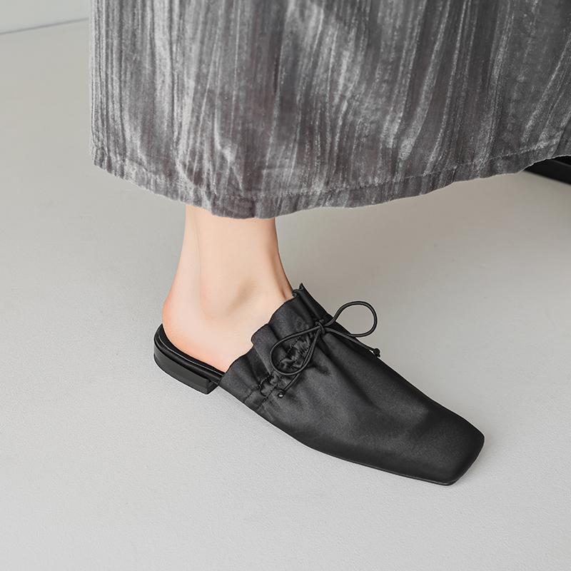 Модные ретро шлепанцы с кожаным носком, женские мюли на низком каблуке, повседневные из мягкой кожи, женская обувь для женщин 2025, шлепанцы, женские сандалии