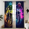 2PcsColorful motorcycle print curtains,suitable for bedroom,living room kitchen decoration,home decoration, curtains for bedroom