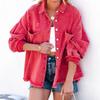 Lapel Long Sleeve Vintage Street Ripped Raw Edge Denim Jacket Women's