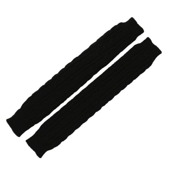 1 Pair Women Arm Warmer Thumbhole Elbow Length Stretchy Knitted Arm Sleeves Keep Warm Solid Color Fingerless Arm Gloves