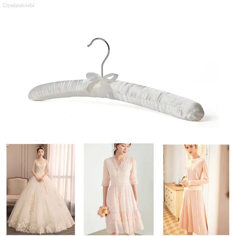 10 шт. 38 см Сатиновые мягкие вешалки обернутые шелком вешалки для одежды с подвесным серебристым крючком губчатые вешалки вешалки для демонстрации в магазине одежды