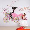 Очаровательные ПВХ наклейки на стену с рисунками девочки, бабочек и цветов для детской комнаты