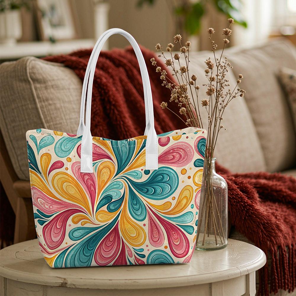 Colorful Swirl Print Tote Bag Large Capacity Daily Casual Shoulder Bag for Women