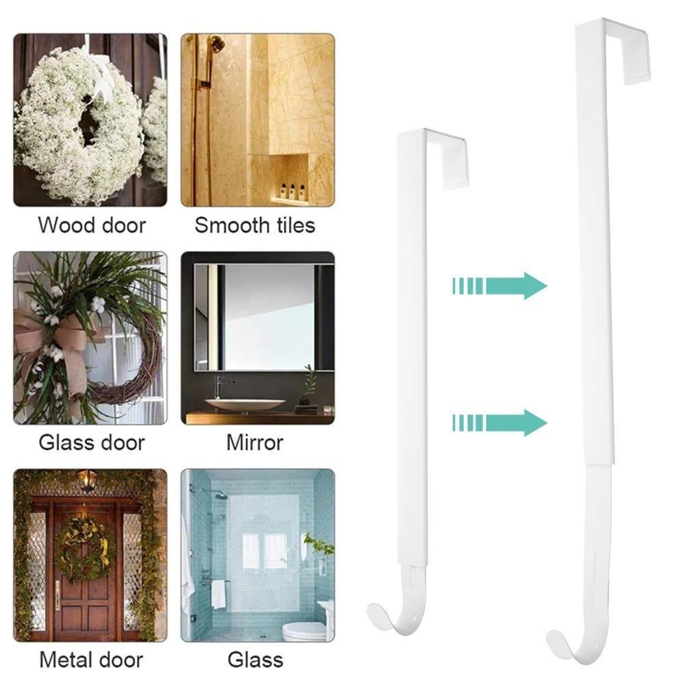 Christmas Door Hooks Adjustable Wreath Hanger Metal Front Door Wreath Xmas Hook for Front Door Christmas Decoration