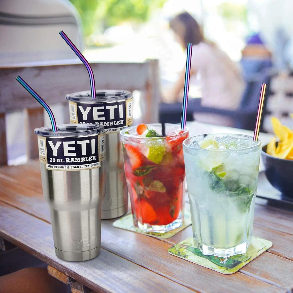 8 шт. металлических многоразовых трубочек из нержавеющей стали 304, прямые изогнутые трубочки для питья с щеткой для чистки мешка, аксессуар для бара на вечеринку