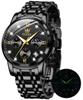 OLEVS Men's Watch with Moon Phase, Timer, Date Display, Quartz Movement, Waterproof, Stainless Steel, Simple and Fashionable, Luminous Design, Black