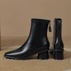 Модные ботильоны с квадратным носком женские 2025 осень и зима новые мягкая подошва модные универсальные на толстом каблуке челси тонкие ботинки женские