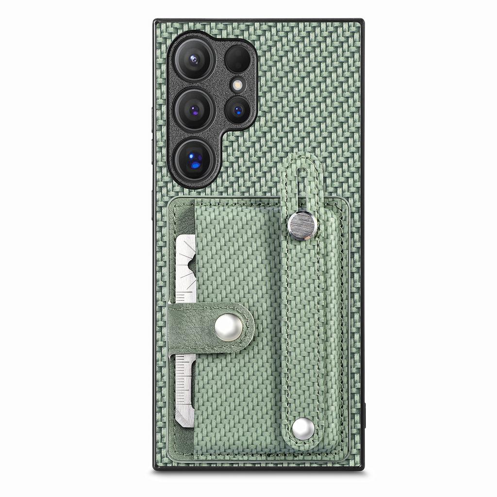 Для Samsung Galaxy S25 Ultra чехол из углеродного волокна с текстурой из кожи задняя крышка телефона с держателем для карт