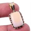 Natural Pink Opal Gemstone 925 Solid Sterling Silver Two Tone Pendant 1.25" K2k75