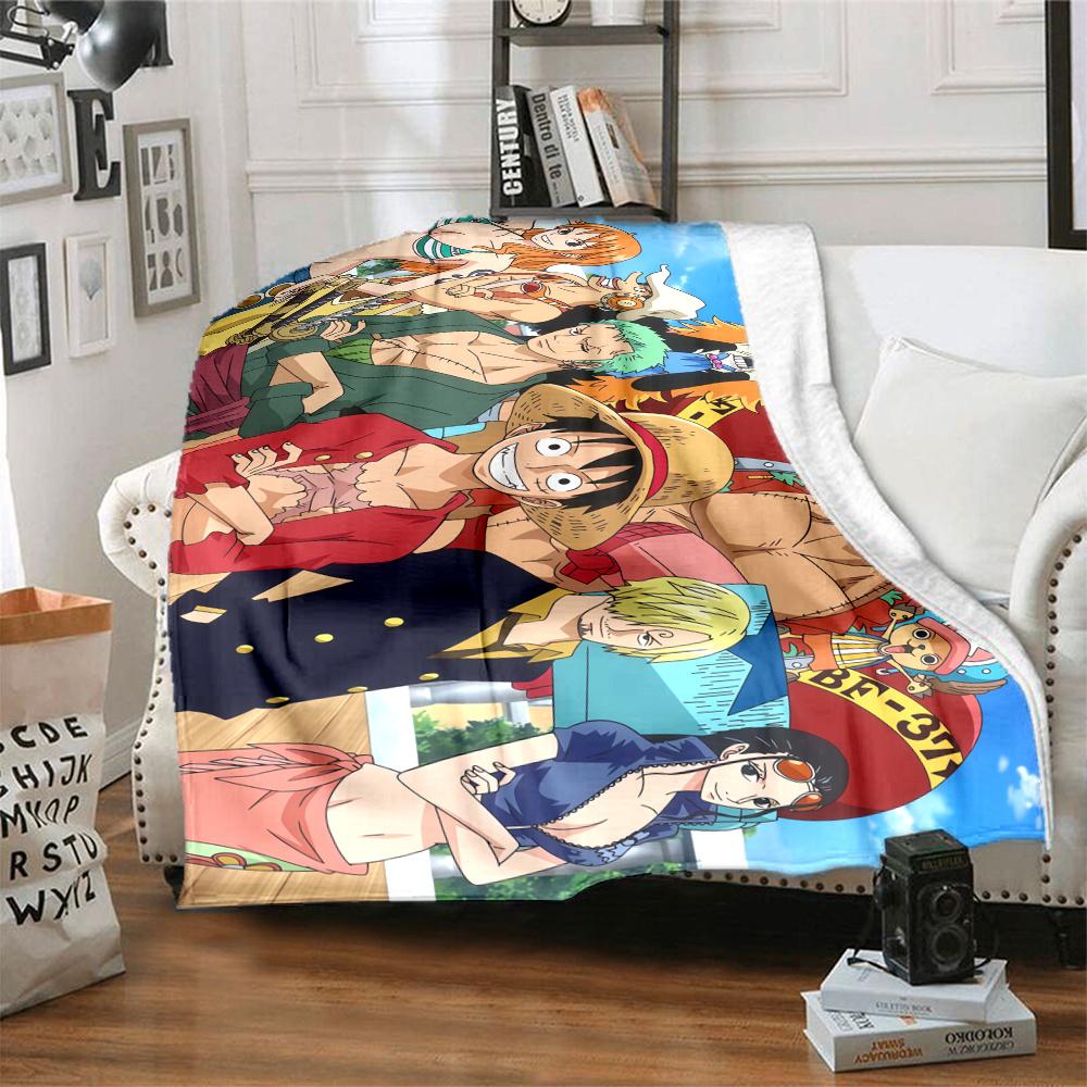 1PC One Piece Anime Patterned Flannel Blanket Suitable For All Seasons For Home Decor Warmth And Comfort Gifts Holiday Present
