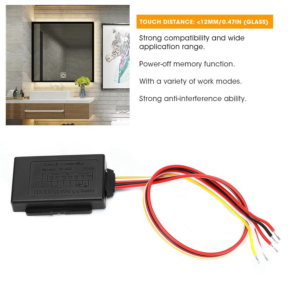 Сенсорный диммер-выключатель для зеркала для лампы Водонепроницаемый Широкий диапазон напряжения 5 В 24 В